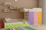 Двухъярусная кровать Астра 6 с разноцветными фасадами